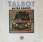 Preview: Talbot Rancho Matra  Modellprogramm 1978 Automobilprospekt (2152)