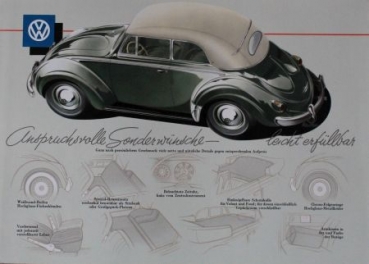 Volkswagen Käfer Cabriolet Modellprogramm 1956 Reuters-Motive Automobilprospekt (0798)