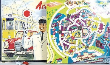 Noris Spiele "Achtung Rot" 1958 Verkehrsbrettspiel in Originalkarton (9539)