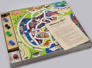 Noris Spiele "Achtung Rot" 1958 Verkehrsbrettspiel in Originalkarton (9539)