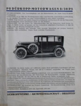 Duerkopp Motorwagen 8/30 PS Modelprogram 1926 (S0144)