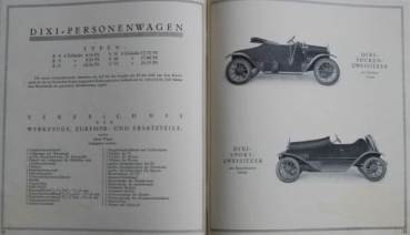 Dixi Automobiles Modelprogram 1913 (S0197)