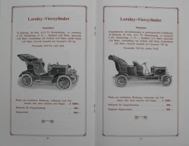 Loreley Automobile 4 Cylinder Modelprogram 1908 (S0615)