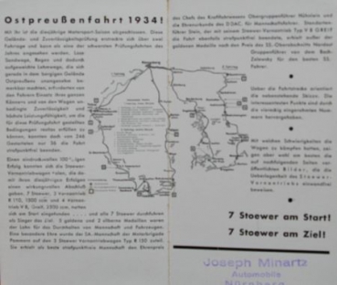 Stoewer Vornantrieb "Erfolgreich auf der Ostpreussenfahrt" Modelprogram 1934 (S0639)