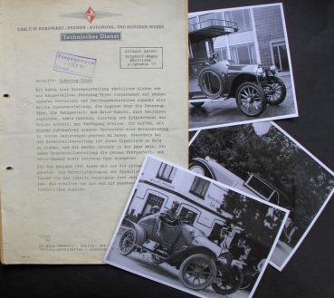 Borgward Presseunterlagen 1950 incl. drei Werksfotos (10568)