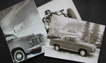 Goliath GP 700 Coupe at winter 1956 three Factoryphotos (10565)
