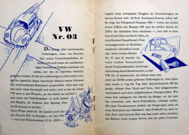 Volkswagen Käfer Modellprogramm 1952 "12x um die Erde" Automobilprospekt (10590)