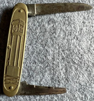 Preview: BV Aral Taschenmesser mit geprägter Zapfsäule "B.V. Benzol - B.V. Aral" 1936 (7350)