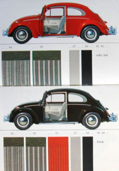 Volkswagen Käfer 1200 Modellprogramm Farbtafeln 1963 Automobilprospekt (10634)