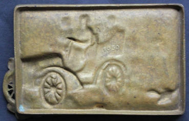 Preview: Grunthaler Aschenbecher mit Automobilmotiv 1910 Bronzeguss (10679)