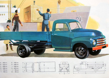 Preview: Opel Blitz Schnellastwagen Modellprogramm 1953 Lastwagenprospekt (10682)