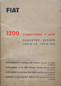 Fiat 1200 Roadster Spyder 1958 Ersatzteilliste (10694)