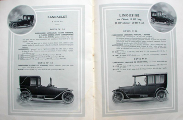 Preview: Chenard & Walcker Automobiles Modellprogramm 1914 Automobilprospekt (10771)