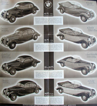 Preview: BMW Kraftwagen Modellprogramm 1939 Automobilprospekt (10837)