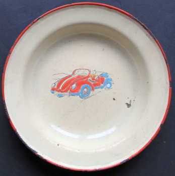 Volkswagen Beetle Convertible Children Plate 1950 tin enameled (10792)