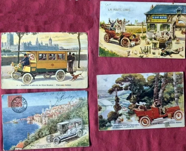 De Dion-Bouton Sedan 24 HP et Double Pheaton 1907 four postcards (10835)