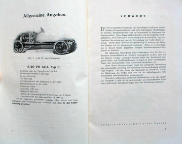 Preview: AGA Wagen 6/20 PS 1924 Betriebsanleitung (10817)