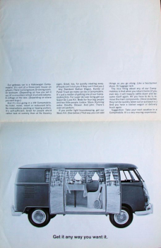 Preview: Volkswagen T1 Transporter Campingwagen Modellprogramm 1962 "Getaway Car" Automobilprospekt (10842)