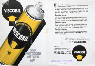 Preview: Viscobil Autoöl 1938 "Hinein in den Frühling" Tankstellenprospekt (10861)