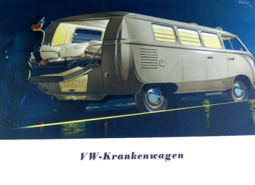 Volkswagen T1 Transporter Krankenwagen Modellprogramm 1957 Automobilprospekt (10852)