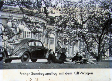Volkswagen KdF Wagen Sonntagsausflug 1938 Werksfoto (10875)