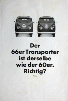 Volkswagen T1 Transporter Modellprogramm 1966 Automobilprospekt (10906)