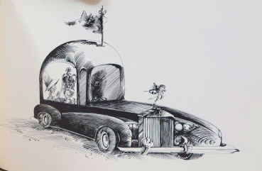 Preview: Klama "Homo Automobilis" Fahrzeug-Karikatur 1986 (10923)