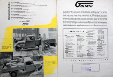 Preview: Goliath Dreiradwagen Modellprogramm 1953 "Vergleichen Sie seine  Vorzüge" Automobilprospekt (2806)