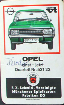 Schmid Spiele "Opel - Einst und Jetzt" 1968 Kartenspiel (10963)