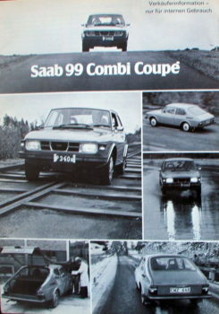 Saab 99 Combi Coupe Modellprogramm 1974 Automobilprospekt (11036)