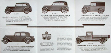 Preview: Brennabor Modellprogramm 1933 Automobilprospekt (11126)