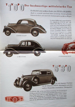 Preview: Steyr Modellprogramm 1936 Automobilprospekt (11123)