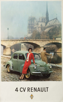 Preview: Renault 4 CV at Notre Dame Paris 1958 original Advertisingposter framed (0807)