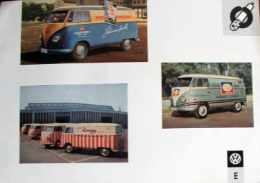 Volkswagen T1 Transporter Modellprogramm 1958 "Werbebeschriftungen" Automobilprospekt (11144)