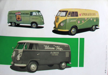 Preview: Volkswagen T1 Transporter Modellprogramm 1958 "Werbebeschriftungen" Automobilprospekt (11143)