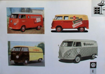 Volkswagen T1 Transporter Modellprogramm 1958 "Werbebeschriftungen" Automobilprospekt (11145)