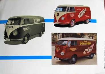 Preview: Volkswagen T1 Transporter Modellprogramm 1958 "Werbebeschriftungen" Automobilprospekt (11145)