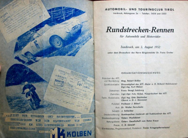 Preview: Rundstreckenrennen Innsbruck August 1952 Rennprogramm (11178)