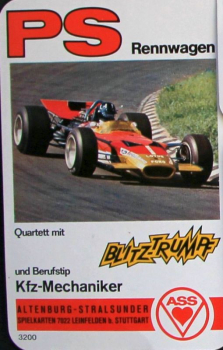 Altenburg Spielkarten "PS - Rennwagen" 1972 Kartenspiel (11228)