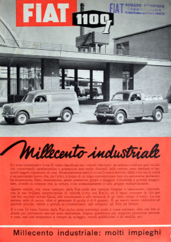 Fiat 1100 Millecento Industriale Modellprogamm 1954 Automobilprospekt (11265)
