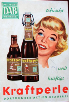 Dortmunder Actien-Brauerei DAB Werbeaufsteller "Kraftperle" 1958 Karton (11288)