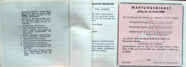 Preview: Lloyd 600 Kundendienst-Heft 1959 (11296)
