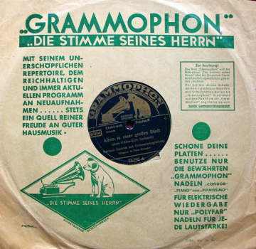 Marlene Dietrich Grammophon-Schallplatte "Allein in einer grossen Stadt" 1933 in Originalschuber (11320)