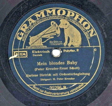 Preview: Marlene Dietrich Grammophon-Schallplatte "Allein in einer grossen Stadt" 1933 in Originalschuber (11320)