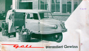 Goliath Goli Lieferwagen Modellprogramm 1957 "Garantiert ein Gewinn" Automobilprospekt (11332)
