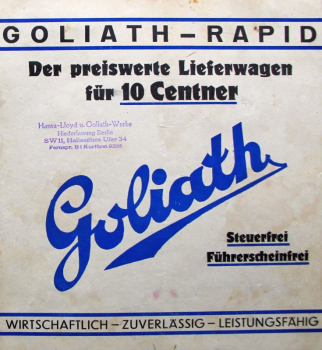 Goliath Rapid Lieferwagen Modellprogramm 1928 Automobilprospekt (11422)