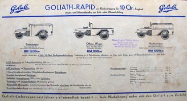 Preview: Goliath Rapid Lieferwagen Modellprogramm 1928 Automobilprospekt (11422)
