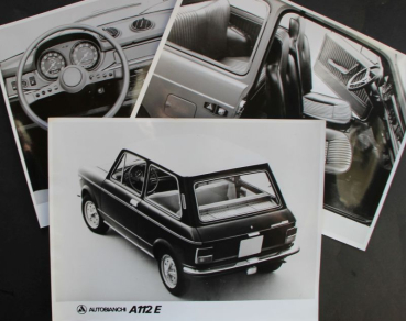 Autobianchi A 112 Abarth Modellprogramm 1972 drei original Werksfotos (11453)