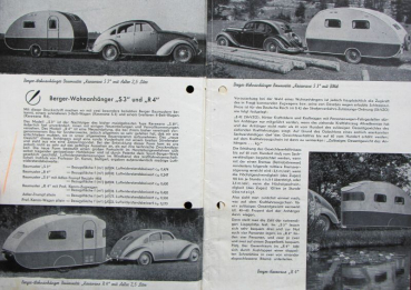 Preview: Sportberger Volkswagen KdF Wohnanhänger "Karawane" 1941 Wohnwagen-Prospekt (11494)