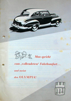 Opel Olympia Modellprogramm 1952 Automobilprospekt (11513)